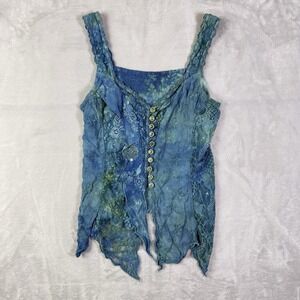 Y2k Fairycore Tank Top Size Large (see measurements) Blue Whimsy Hankerchief Hem